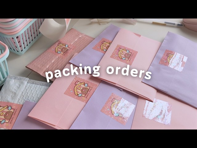 packing orders for my sticker shop 11 💌🎀 ASMR packing sounds, no talking, no music (nov shop sale)