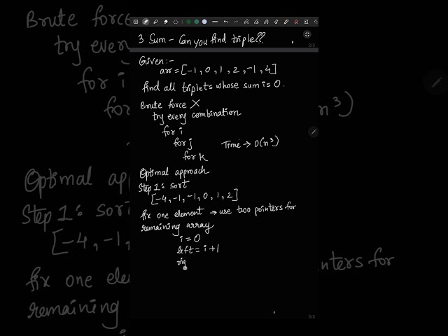 3 Sum in O(n²) | Brute Force to Optimal | Two Pointers | DSA Array #4