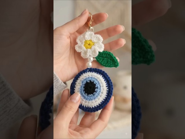 #evileyekeychain #shortsfeed #crochet #diy #shorts 🧿 #trending #keychain #how #handmade #charm #yarn