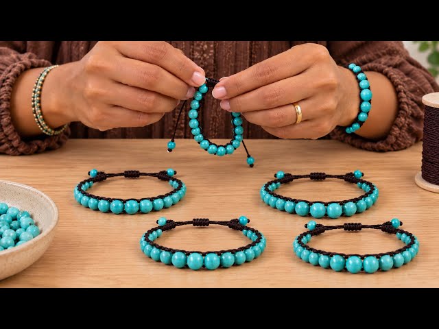 🩵 This Turquoise Macramé Bracelet Is SO Easy to Make!