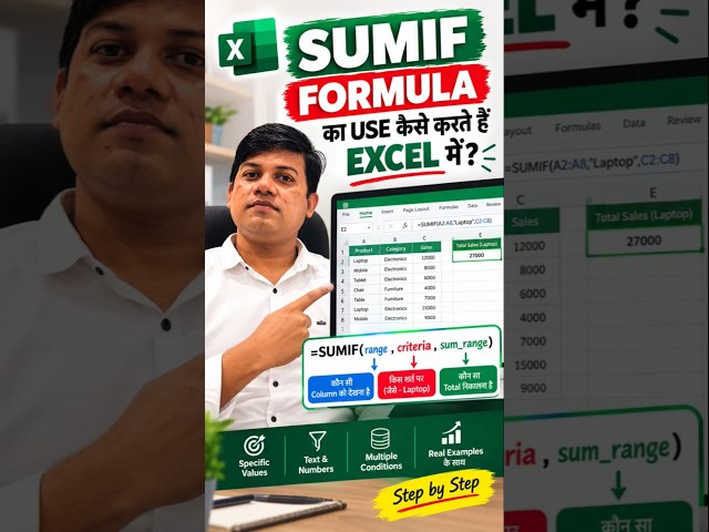 Sum if formula in excel 🔥 to save your time #excelgroup #excelize #spreadsheets #companytimeline