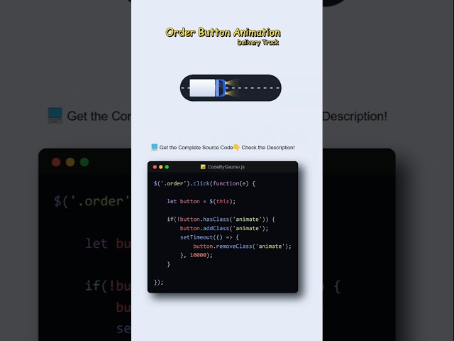 Order Button 🚚🔥 Truck Animation Using HTML CSS & JavaScript