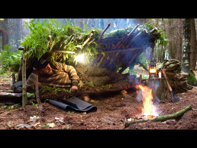 Building a Bushcraft Survival Shelter | Cooking on Coals | A Simple Way to Spend Time in the Wild