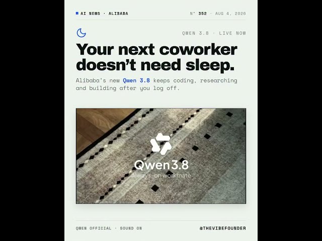 Alibaba's Qwen 3.8 never takes a break #AICoding #TechBreakthrough #Productivity