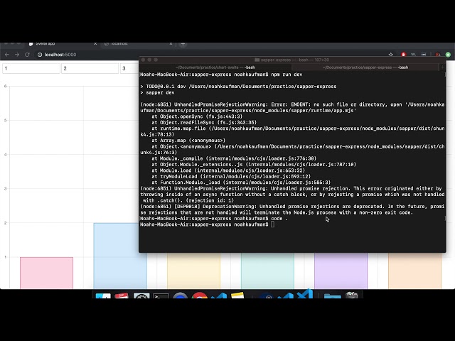 Svelte/Sapper npm run dev errors (ERROR: cannot find module, UnhandledPromiseRejectionWarning)