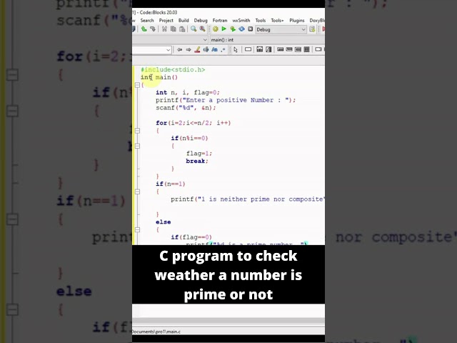 C Program To Check Whether A Number Is Prime Or Not #shorts