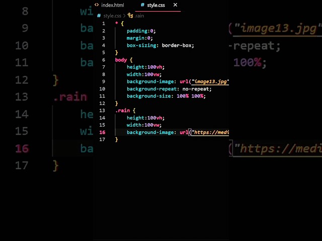 Raining Animation in Css ☂️☂️ #coding #programming #shorts #viral #youtubeshorts