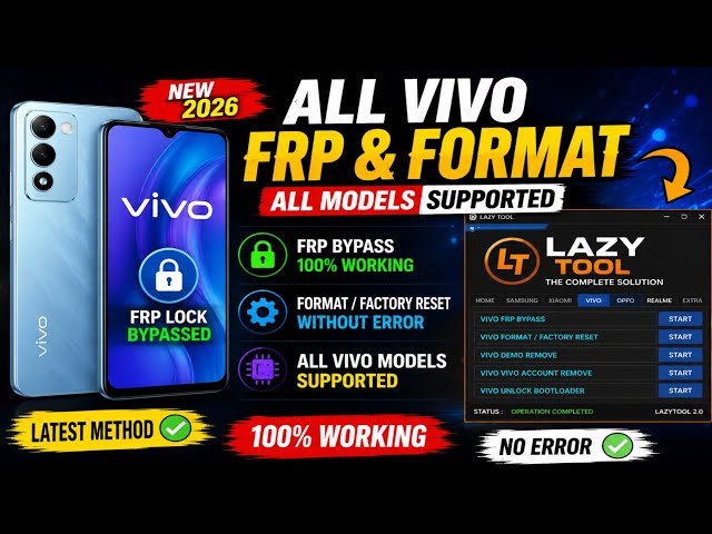 All Vivo FRP & Format 2026 🔥 | Vivo FRP Bypass + Format By Lazy Tool | Latest Method