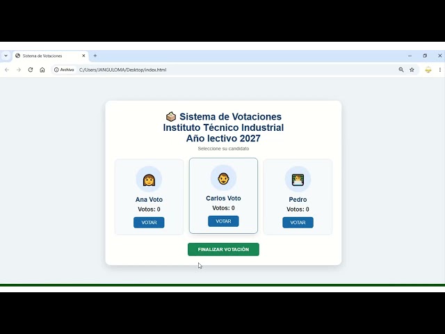JavaScript tutorial para pricipiantes. Proyecto  Sistema de Votación   Interfaz gráfica.