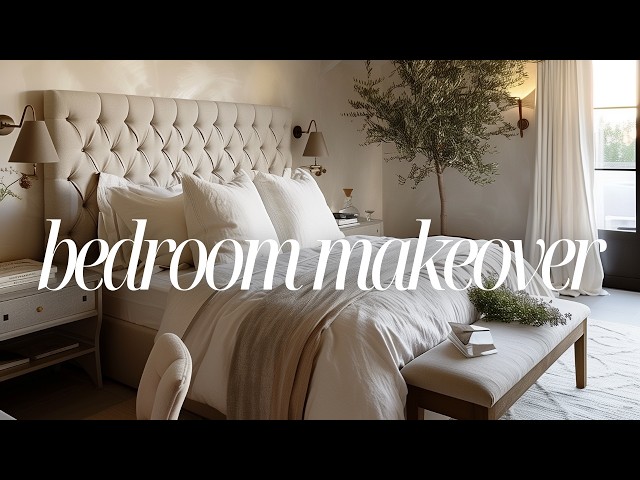 BEDROOM MAKEOVER before and after transformation on a budget, including decorating ideas