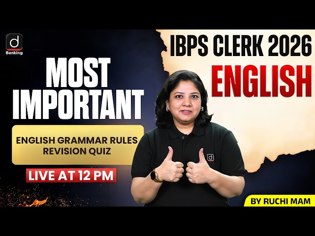IBPS Clerk 2026 | English Most Important English Grammar Rules Revision Quiz | by Ruchi Mam