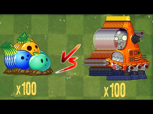 100 Robo-Cone Veteran Zombies Lv. 5 vs Plants 100 Max Level who will win? Pt. 1 | pvz 2 Battlez