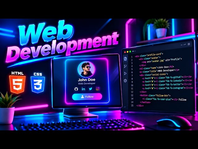 How to Make a Modern Profile Card with Hover Effects | HTML CSS Web Design