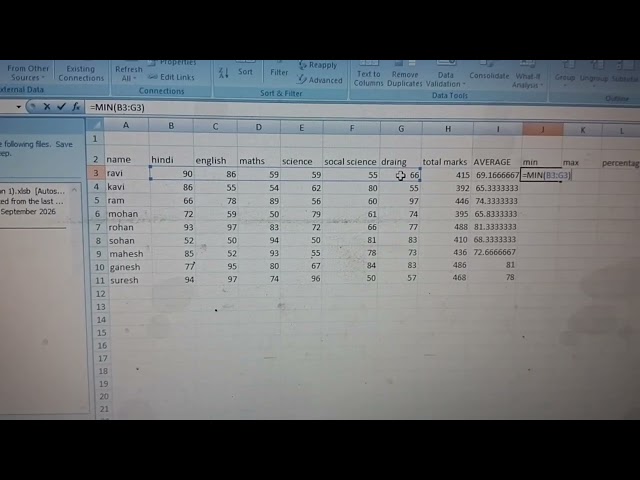 Excel sheet formula min #ccc #cc #computer