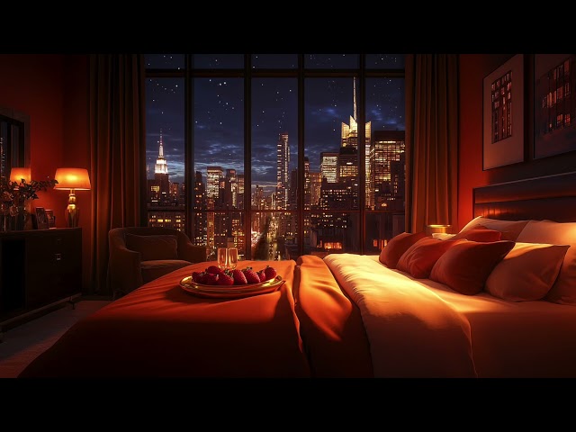 Cozy New York City Hotel View, SLOW Piano Jazz Music to Relax, Sleep, Work & Study I Sparkling Stars