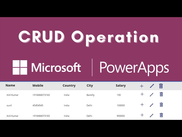 CRUD Operation in PowerApps | Add, Edit, Update, Delete data PowerApps - PowerApps Tutorial | CRUD