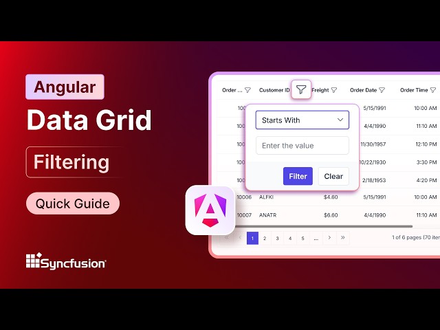 Angular Data Grid: Filtering Feature Walkthrough
