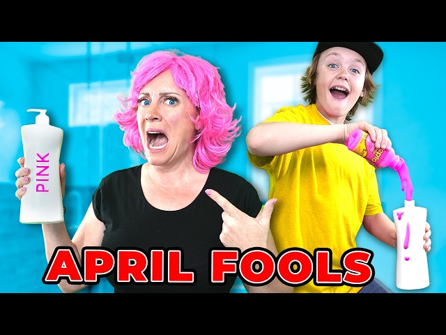 April Fools Day Jokes! Turning Mom's Hair Pink! | Fun Squad