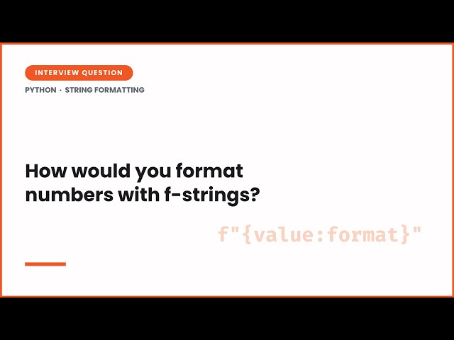 How to Format Numbers with Python f-Strings (.2f, Commas, %) | Python Interview Question #python ...