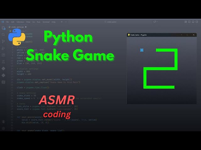 ASMR Coding | Snake Game in Python 🐍 [No Talking] ⌨️