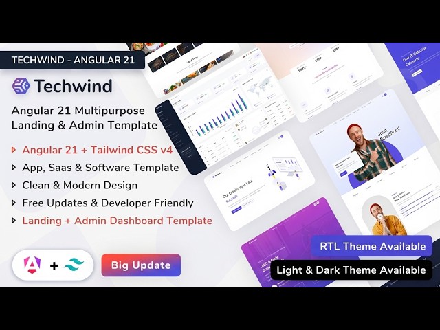 Techwind Angular 21 Template Review - Landing Pages & Admin Dashboard