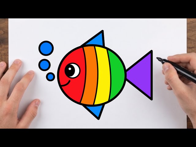 How to Draw a Rainbow Fish | Easy Step by step drawing for kids 