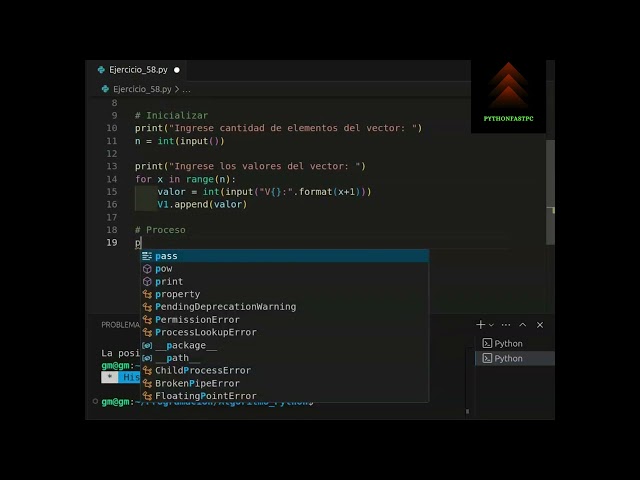 PYTHON ALGORITMO 58 #python #pythontutorial #desarrolloweb