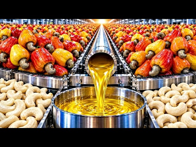 Cashew Oil Factory Thousands of Cashew Fruits Turned Into Premium Golden Oil (Full Process) #factory