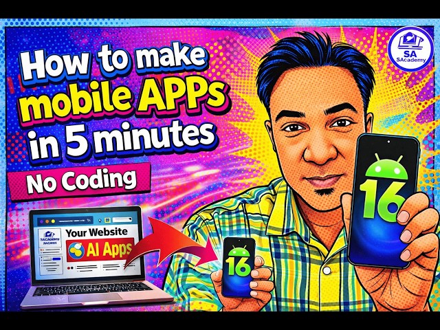 How to make Mobile APPs in 5 mins | No Coding | By Sachin Adi | SAcademy