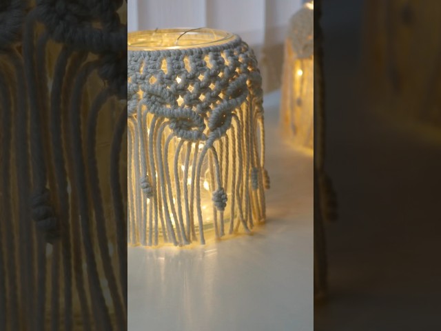 Time lapse DIY Macrame Jar Candle Holder | Jar Cover #macrametutorial #handmade #diy