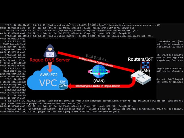 Rogue-DNS Server On AWS EC2 Cloud - Intercepting WAN-LAN DNS Traffic