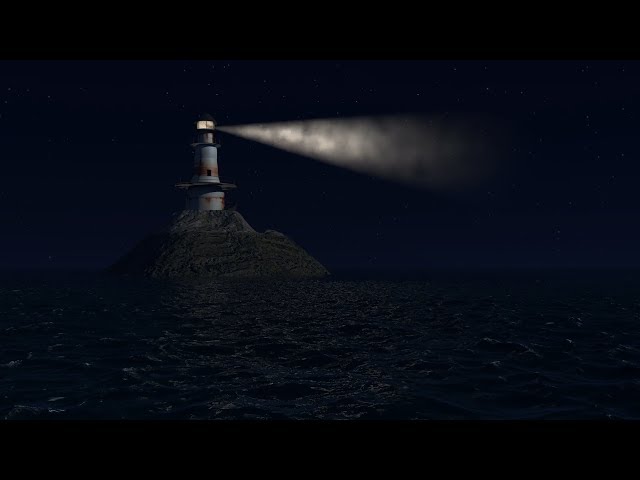 4K Midnight Lighthouse 8HR Sleep Video + Delta Binaural Music with Ocean Sounds for White Noise
