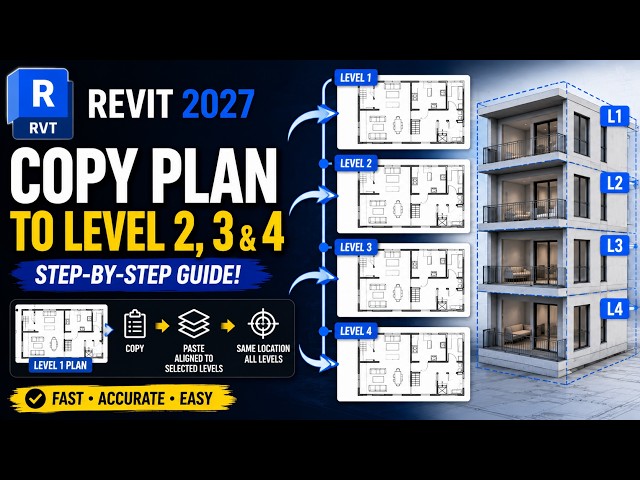How to Copy a Floor Plan to Multiple Levels in Revit 2027 | Copy Level 1 to Level 2, 3 & 4