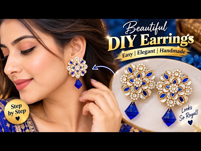 Beautiful Blue & Gold DIY Earrings | Elegant Handmade Jewelry Making Tutorial