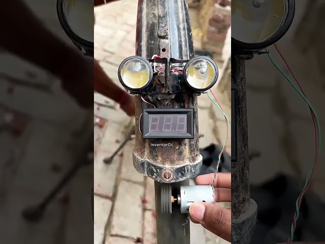 diy powering helmet looking fog light with old cycle #project #generator #fyp #invention#viralvideo