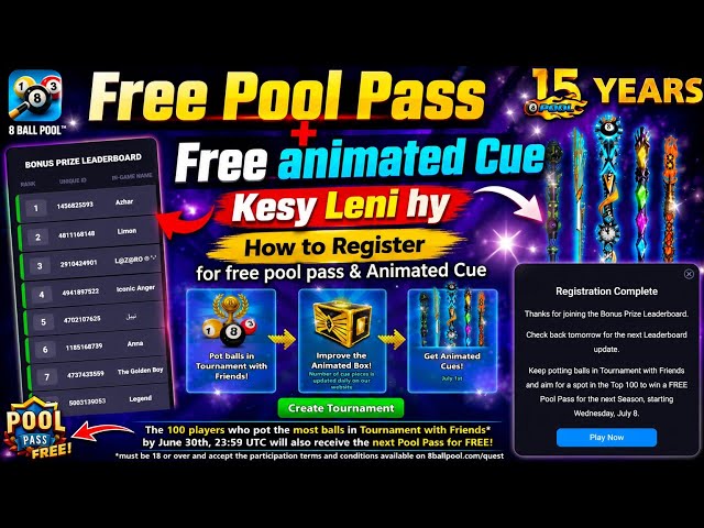 Free Pool Pass + Animated Cue Kesy Leni Hy?How to Register! How to Get FREE Pool Pass & Animated Cue