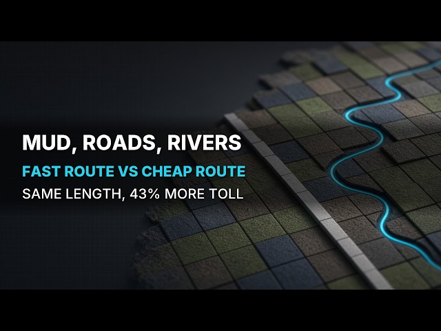 Weighted Terrain: Greedy Finds a Route 10× Faster — and Pays 43% More Toll Than the Cheapest Path