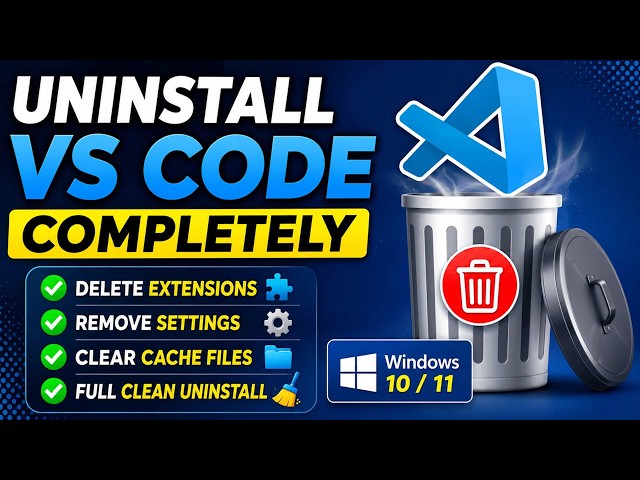 How to delete vs code completely in Windows 10/11 PC or Laptop | Remove Extensions, Settings & Cache