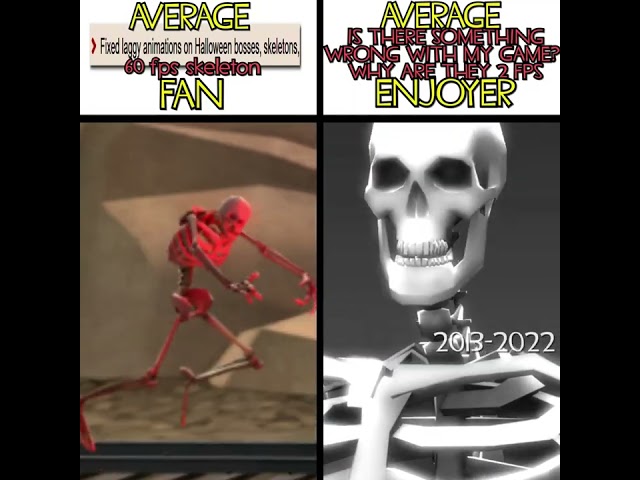 60 fps tf2 skeleton FAN vs 5 fps skeleton ENJOYER meme