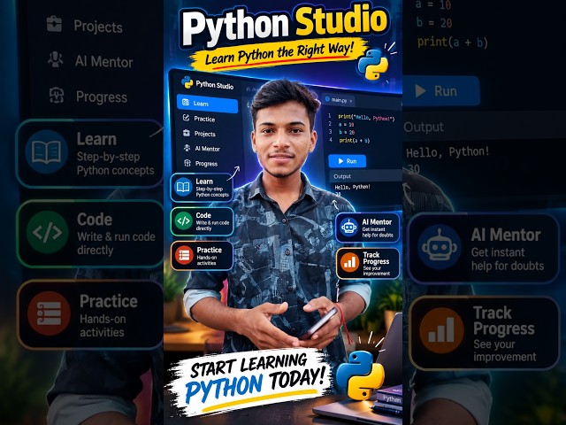 Learn Python → Understand AI → Build Better #Python #AI #LearnPython #PythonStudio #Coding #AITools