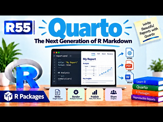 R55 | Quarto — The Next Generation of R Markdown | R Packages | Uplatz