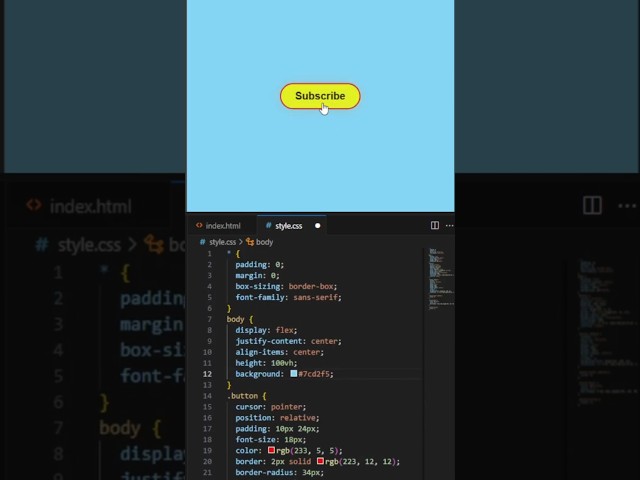 Create Animated Subscribe Button with Hover Effects | HTML & CSS Tutorial#shorts #html #css #coding