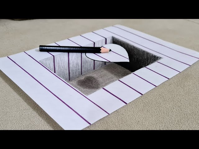 easy 3d drawing on paper 3 boyutlu çizimler kolay 3d çizim