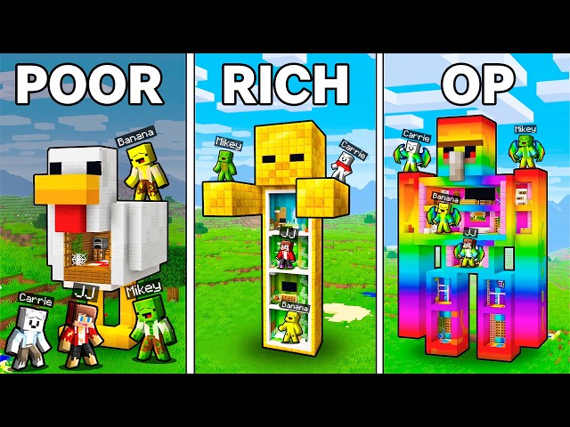 JJ , Mikey and Friends: From POOR to OP Mob Statues Evolution in Minecraft - Maizen
