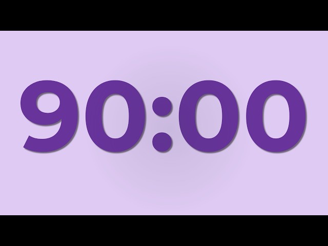 1.5 Hour Deep Focus Timer | 90 Minute Silent Study Session | No Music 🔕 | Soft Lavender