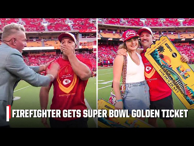"YOU ARE GOING TO THE SUPER BOWL!" Firefighter of the Year surprised with Super Bowl tickets 🙌