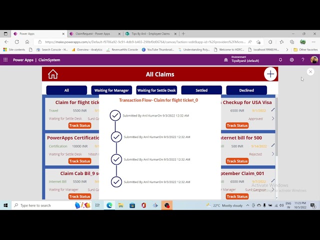 Power Automate Approval Workflow Transition History | PowerApps Track Claim Request - Part 8