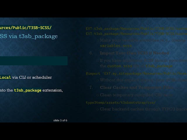 How to Properly Include custom.scss in t3sbootstrap with TYPO3 12