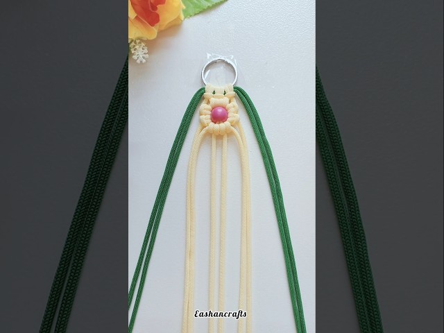Quick Macrame Flower Keychain DIY 🌸 #diy #keychain #macrame #shorts #trending #ytshorts