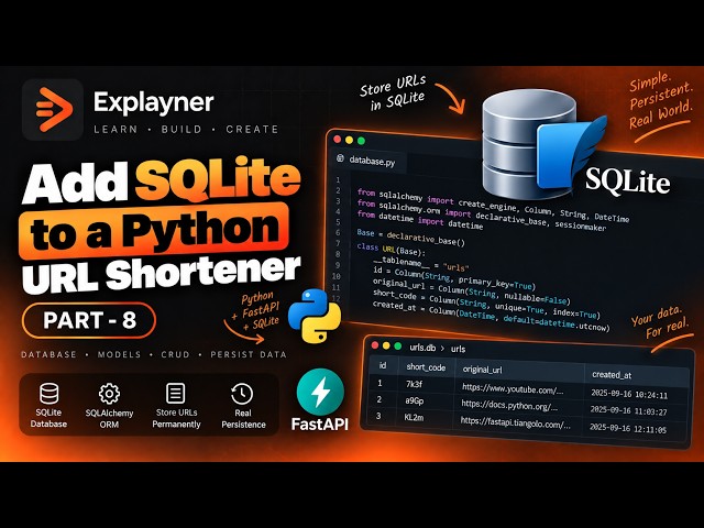 Add SQLite Database in URL shortener | part 8 | Build a URL Shortener | Explayner Videos